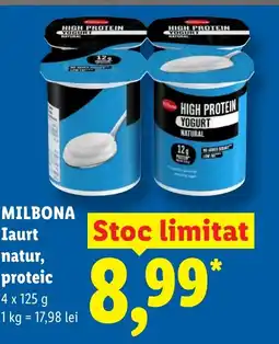 Lidl MILBONA Iaurt natur, proteic Ofertă