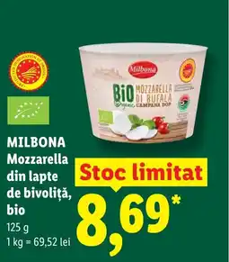 Lidl MILBONA Mozzarella din lapte de bivoliţă, bio Ofertă