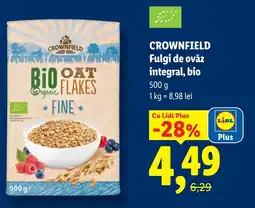 Lidl CROWNFIELD Fulgi de ovăz integral, bio Ofertă