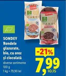 Lidl SONDEY Rondele glazurate, bio, cu orez şi ciocolată Ofertă