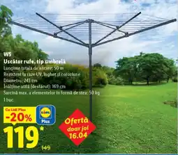 Lidl W5 Uscător rufe, tip umbrelă Ofertă