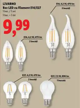 Lidl LIVARNO Bec LED cu filament E14/E27 Ofertă