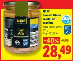 Lidl NIXE Ton alb fileuri în ulei de măsline Ofertă