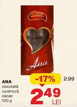 Annabella ANA ciocolată cuverturǎ cacao Ofertă