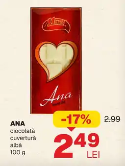 Annabella ANA ciocolată cuverturǎ albă Ofertă