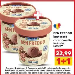Kaufland BEN FREDDO Înghețată cacao/vanilie fără zahăr Ofertă