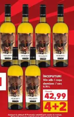 Kaufland ÎNCEPUTURI Vin alb / roșu demisec / sec 0,75 L Ofertă