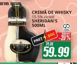 Diana Supermarket Cremă de whisky 15.5% alcool SHERIDAN'S Ofertă