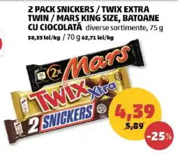 Penny 2 Pack Snickers / Twix Extra Twin / Mars King Size Ofertă