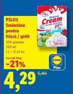 Lidl PILOS Smântână pentru frișcă/gătit Ofertă