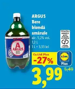 Lidl ARGUS Bere blondă amăruie Ofertă