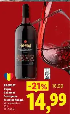 Lidl PREMIAT Cupaj Cabernet Sauvignon - Fetească Neagră Ofertă