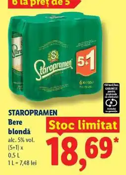 Lidl STAROPRAMEN Bere blondă Ofertă