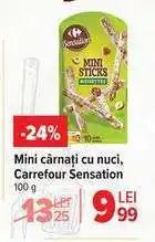 Carrefour Mini cârnați cu nuci, Carrefour Sensation Ofertă