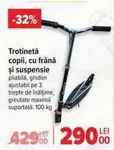 Carrefour Trotinetă copii, cu frână și suspensie Ofertă