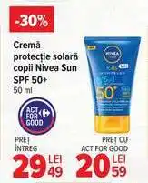 Carrefour Cremă protecție solară copii Nivea Sun SPF 50+ 50 ml Ofertă