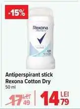 Carrefour Antiperspirant stick Rexona Cotton Dry Ofertă