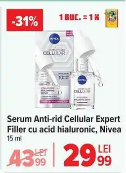Carrefour Serum anti-rid Cellular Expert Filler cu acid hialuronic, Nivea Ofertă
