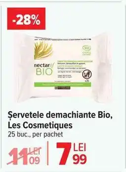 Carrefour Șervețele demachiante Bio, Les Cosmetiques Ofertă