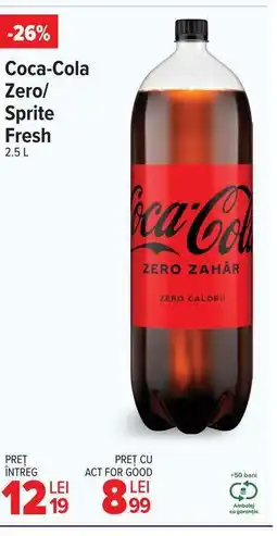 Carrefour Coca Cola Zero/Sprite Fresh 2.5L Ofertă