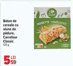 Carrefour Baton de cereale cu alune de pădure, Carrefour Classic Ofertă