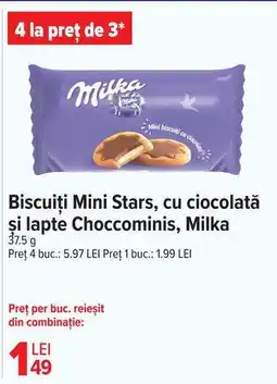 Carrefour Biscuiți Mini Stars cu ciocolată și lapte Choccominis, Milka Ofertă