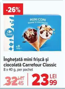 Carrefour Înghețată mini frișcă și ciocolată Carrefour Classic Ofertă