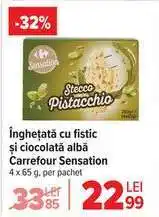 Carrefour Înghețată cu fistic și ciocolată albă Carrefour Sensation Ofertă