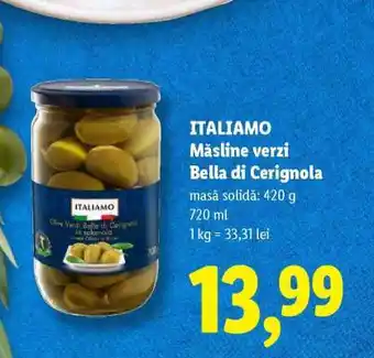 Lidl ITALIAMO Măsline verzi Bella di Cerignola Ofertă
