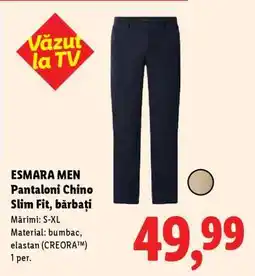 Lidl ESMARA MEN Pantaloni Chino Slim Fit, bărbați Ofertă