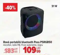 Carrefour Boxă portabilă bluetooth Poss PSRGB50 Ofertă