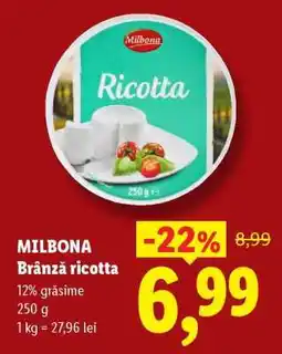 Lidl MILBONA Brânză ricotta Ofertă