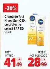 Carrefour Cremă de față Nivea Sun Q10, cu protecție solară SPF 50 Ofertă