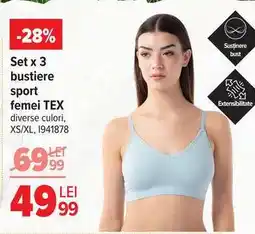 Carrefour Set x 3 bustiere sport femei TEX Ofertă