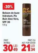 Carrefour Balsam de buze hidratant, Piz Buin Aloe Vera, SPF 30 Ofertă