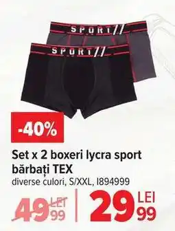 Carrefour Set x 2 boxeri lycra sport bărbați TEX Ofertă