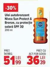 Carrefour Ulei autobronzant Nivea Sun Protect & Bronze, cu protecție solară SPF 30 Ofertă