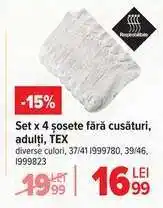 Carrefour Set x 4 șosete fără cusături, adulți, TEX Ofertă