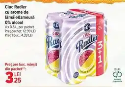 Carrefour Ciuc Radler cu arome de lămâie & zmeură 0% alcool Ofertă