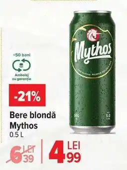 Carrefour Bere blondă Mythos 0.5 L Ofertă