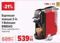 Carrefour Espressor manual 2 în 1 Rohnson R98043 Ofertă