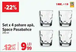 Carrefour Set x 4 pahare apă, Space Pasabahce Ofertă