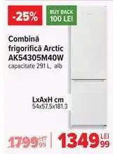 Carrefour Combină frigorifică, Arctic AK54305M40W Ofertă