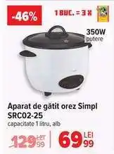 Carrefour Aparat de gătit orez Simpl SRC02-25 Ofertă