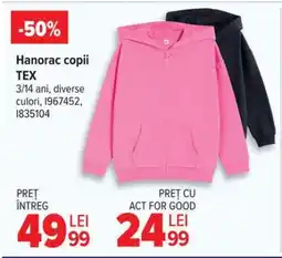 Carrefour Hanorac copii TEX Ofertă