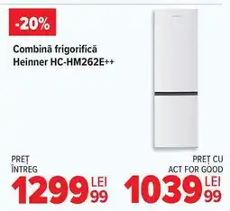 Carrefour Combină frigorifică Heinner HC-HM262E++ Ofertă