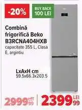 Carrefour Combină frigorifică Beko B3RCNA404HXB Ofertă
