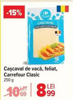 Carrefour Cașcaval de vacă, feliat, Carrefour Clasic Ofertă