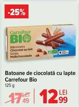 Carrefour Batoane de ciocolată cu lapte Carrefour Bio Ofertă