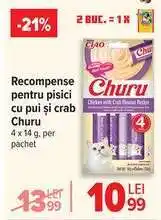 Carrefour Recompense pentru pisici cu pui și crab Churu Ofertă